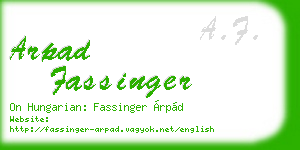 arpad fassinger business card